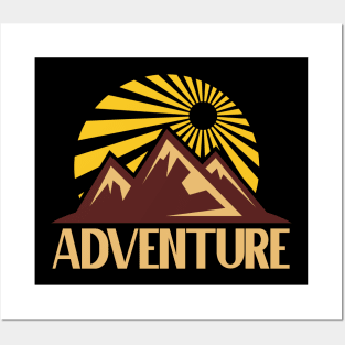 Adventure Hiking Mountains Outdoor Trekking Hiker Posters and Art